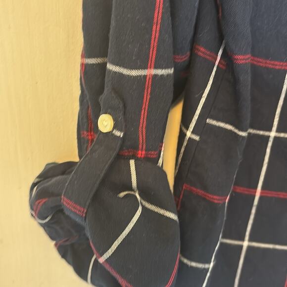 Tommy Hilfiger Navy and Red Plaid Button Down Shirt - Picture 5 of 5